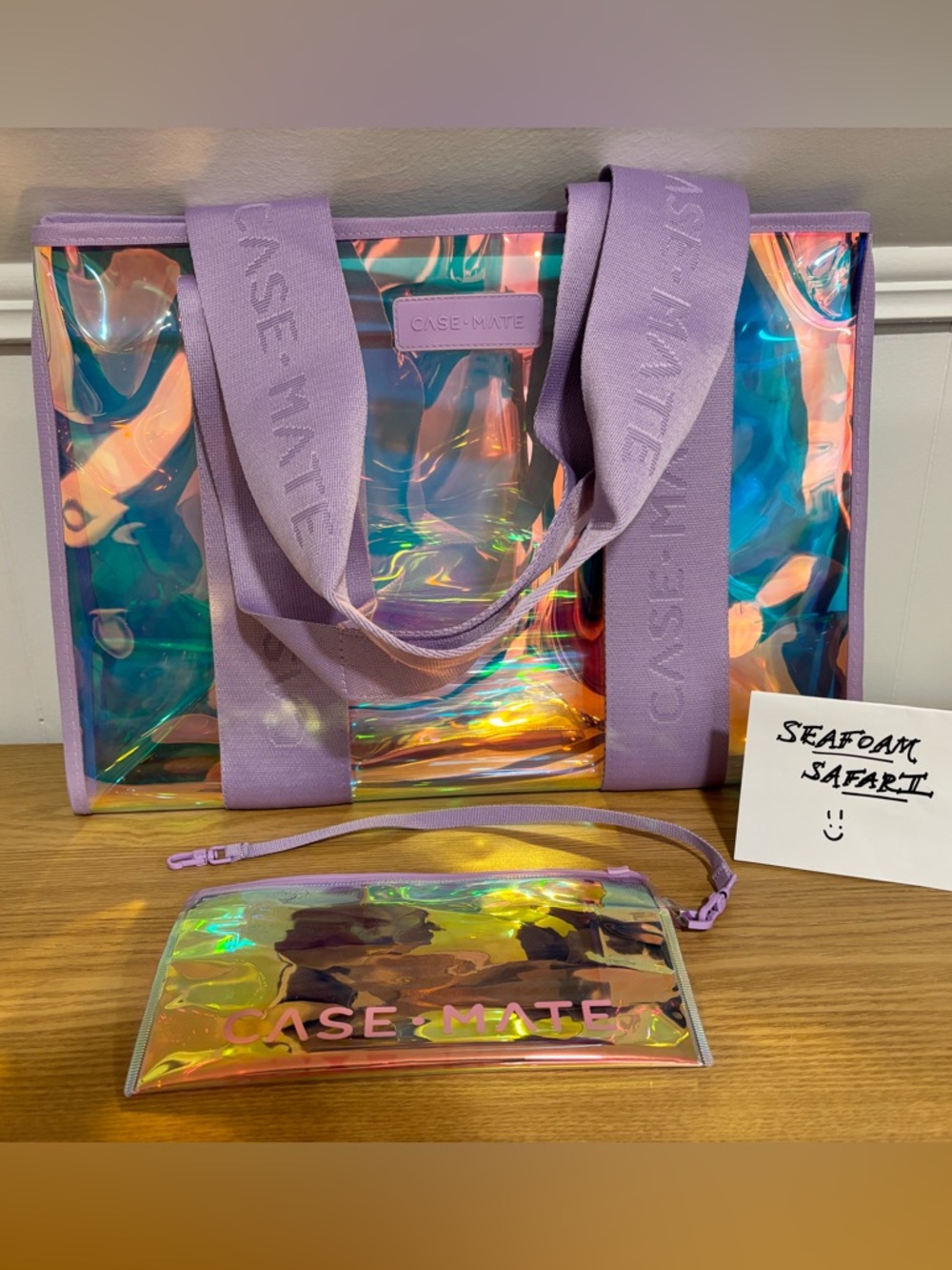 NWOT Case-Mate Holographic Iridescent Tote Soap Bubble Tote Bag and Phone Case